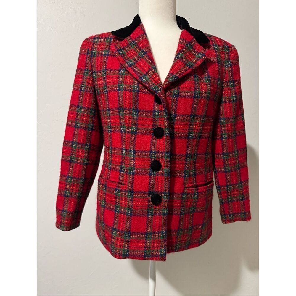 Talbots vintage Y2K plaid Stuart tartan preppy blazer 10P wool mohair blend